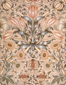 Diseño de papel tapiz de lirio y granada, 1886 de William Morris